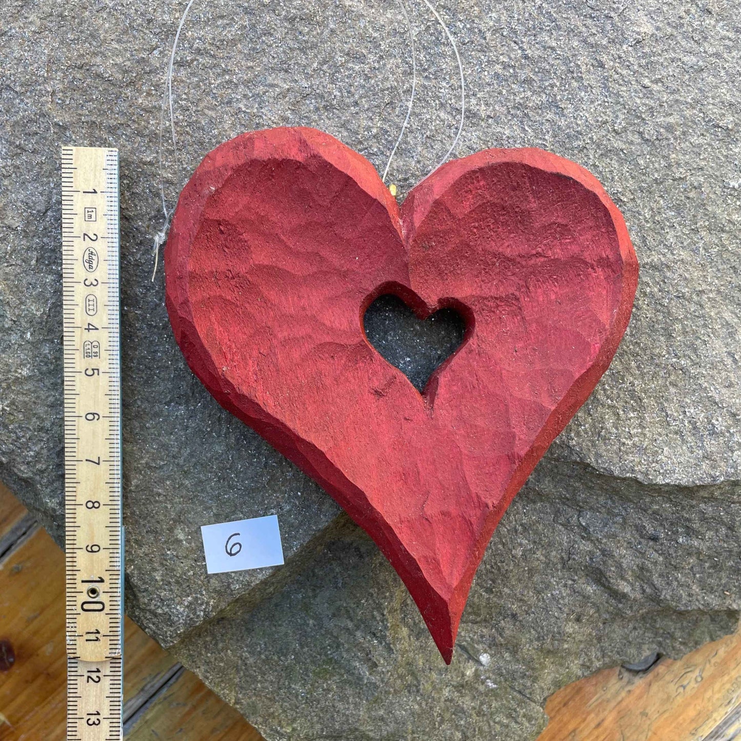Nr.6 - Herz in Herz, Dunkelrot eingefärbt & gewachst