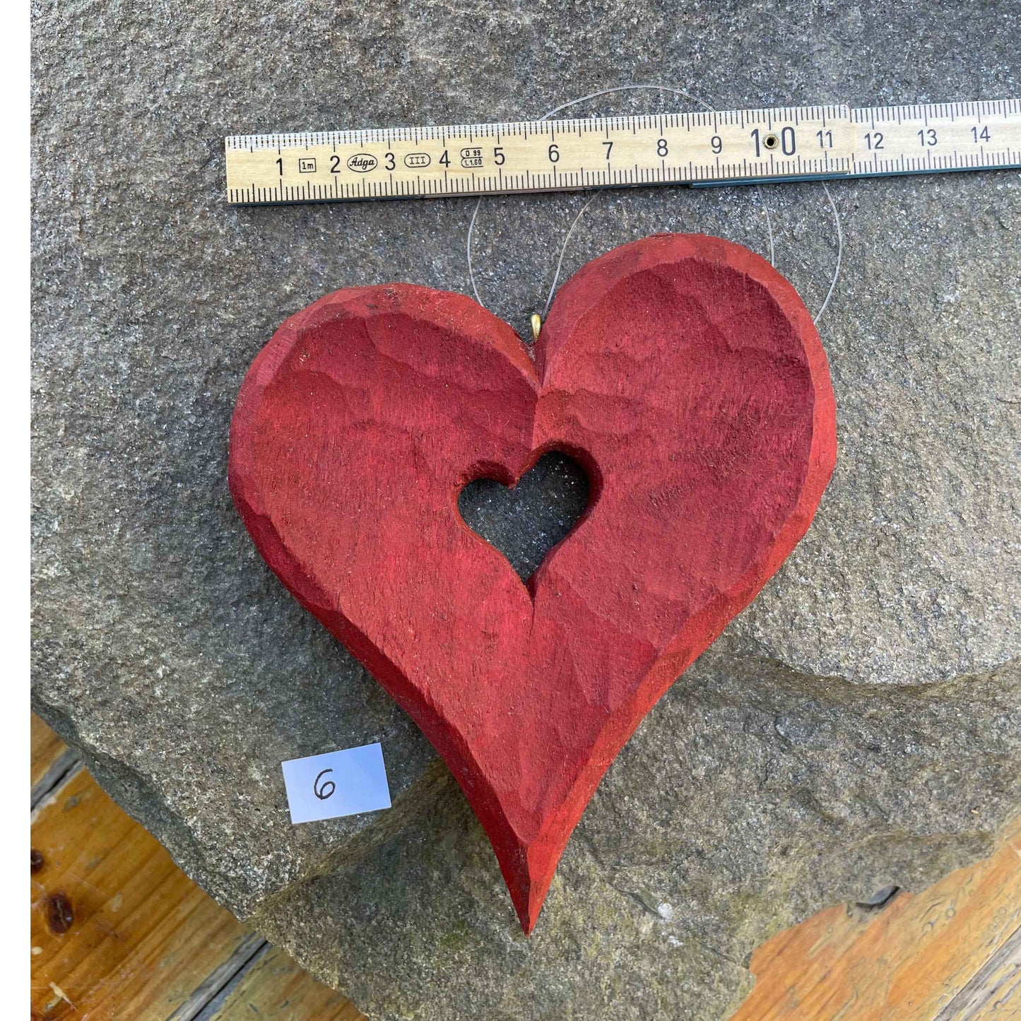 Nr.6 - Herz in Herz, Dunkelrot eingefärbt & gewachst