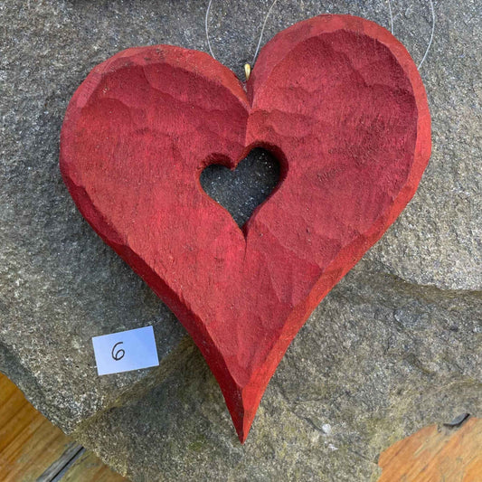 Nr.6 - Herz in Herz, Dunkelrot eingefärbt & gewachst