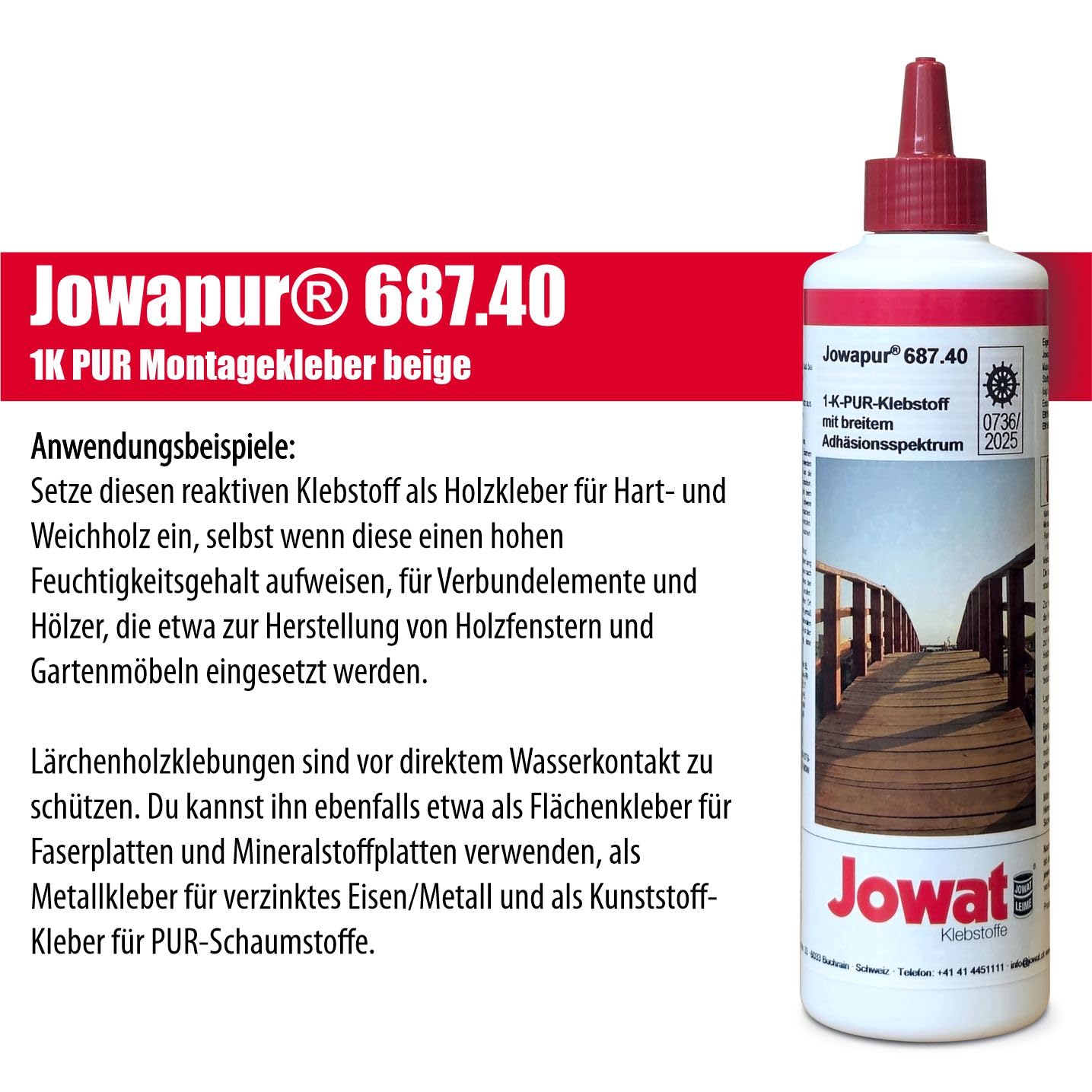 1K PUR Montagekleber außen – lange offene Zeit, wenig schäumend (0,5 kg)