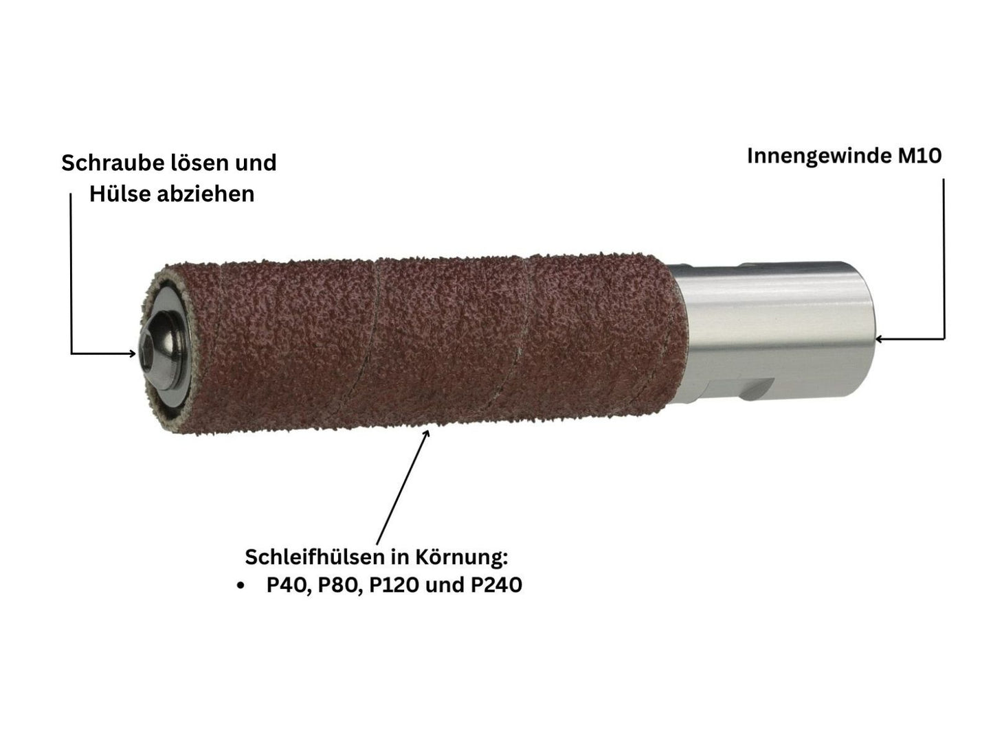 Schleifspindel M10 für Winkelschleifer inkl. Schleifhülsen