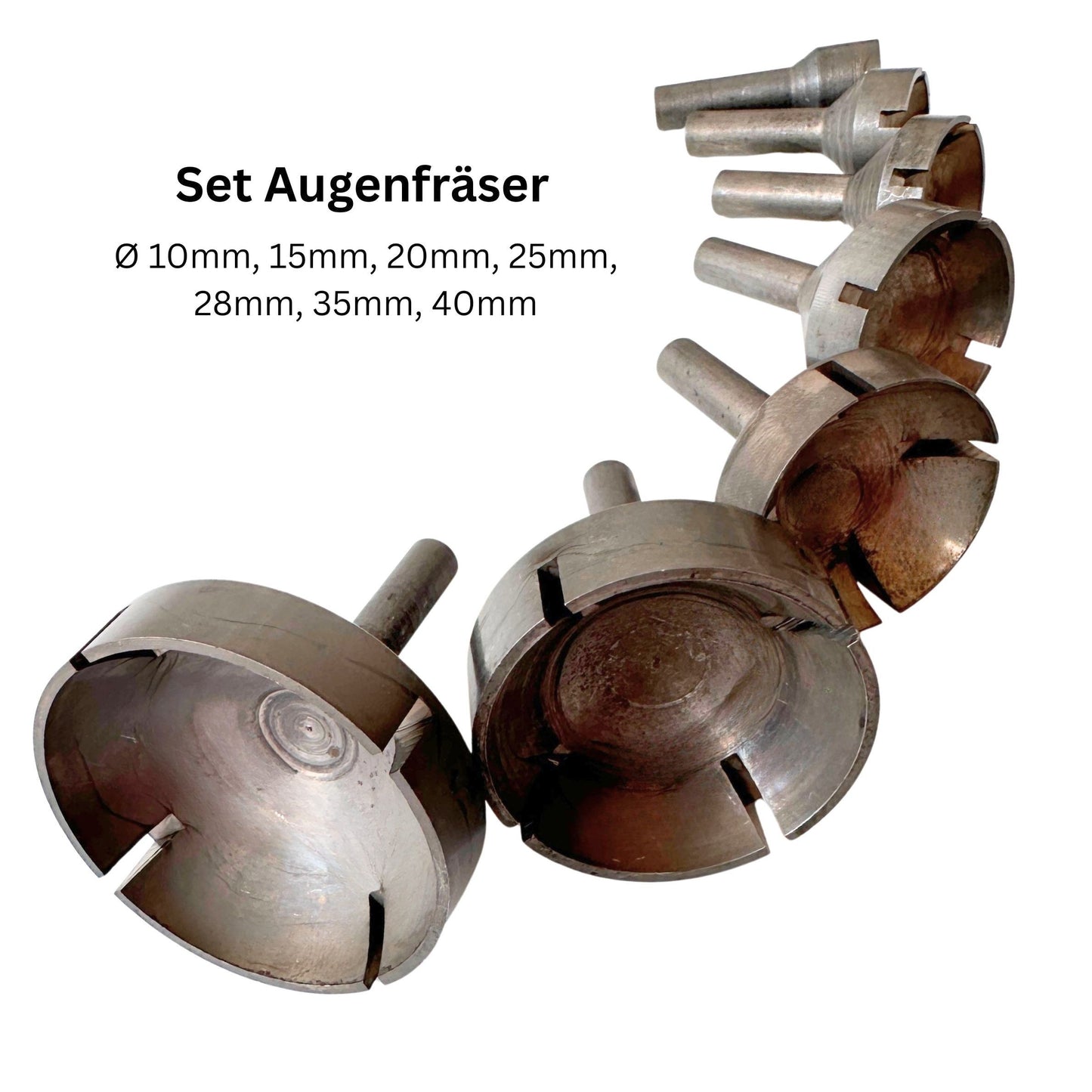 Augenfräser 6,0 mm Schaft – Set (7-tlg.) & Einzelgrößen Ø 10–40